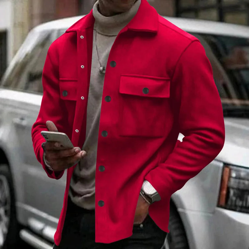 Veste d'hiver en polaire à revers Loom & Soul pour homme – Manteau ajusté à boutonnage simple
