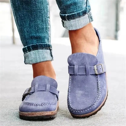 Zuecos con plantilla de corcho Gacimy™ para mujer – Mules de piel con hebilla ajustable y soporte para el arco del pie