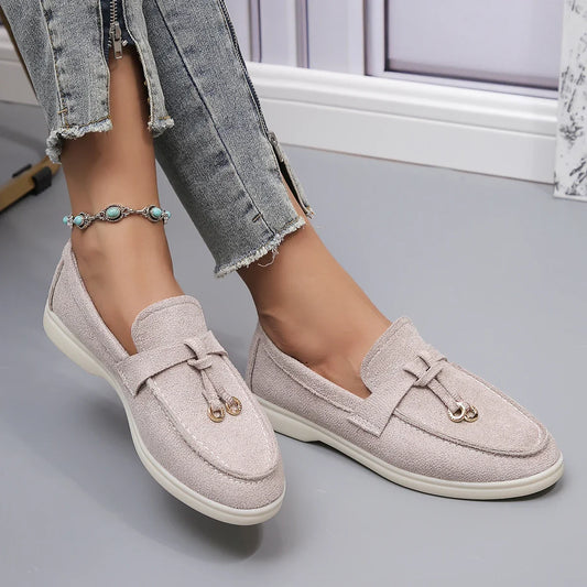 Mocasines de algodón sin cordones para mujer – Zapatos planos informales ligeros para uso diario