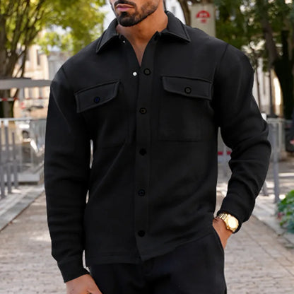 Veste d'hiver en polaire à revers Loom & Soul pour homme – Manteau ajusté à boutonnage simple