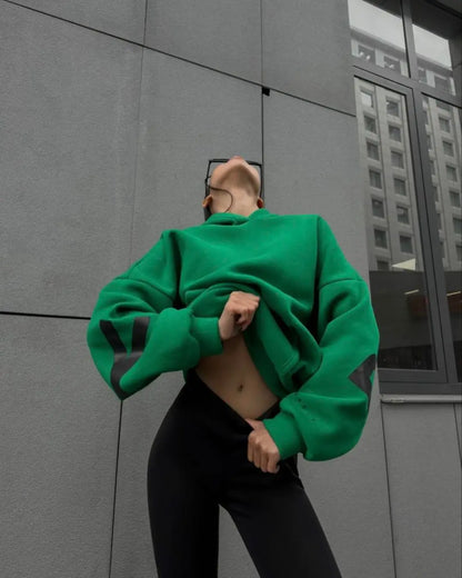 Sudadera con capucha informal estampada para mujer – Suéter de ajuste holgado para otoño e invierno