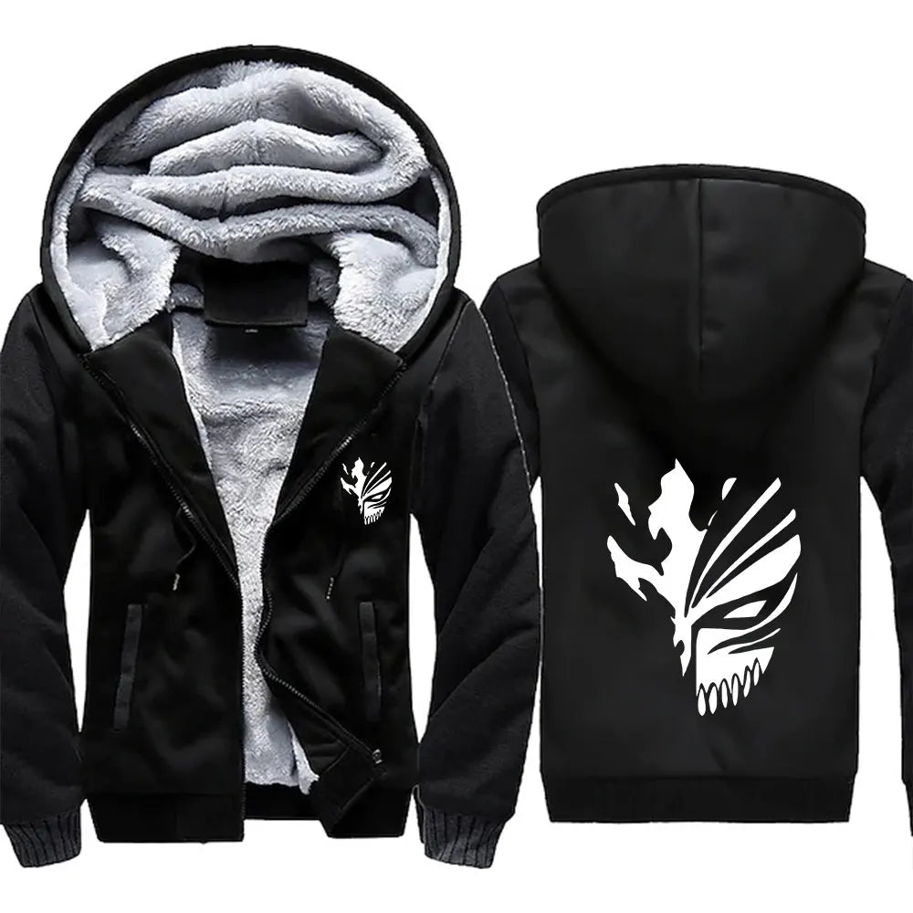 Loom & Soul – Sweat à capuche polaire animé Bleach pour homme – Veste d'hiver chaude à fermeture éclair