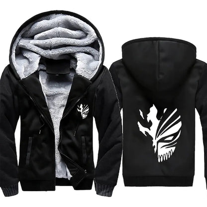 Loom & Soul – Sweat à capuche polaire animé Bleach pour homme – Veste d'hiver chaude à fermeture éclair