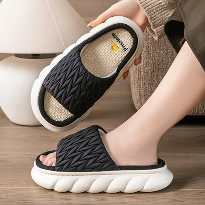 Women’s Woven Platform Slippers – Memory Foam Comfort Slides