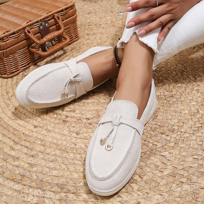 Mocasines de algodón sin cordones para mujer – Zapatos planos informales ligeros para uso diario