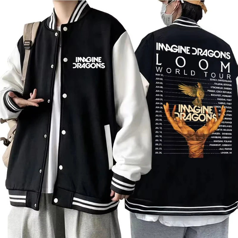 Chaqueta de béisbol unisex Loom & Soul “Imagine Dragons World Tour” – Edición 2025