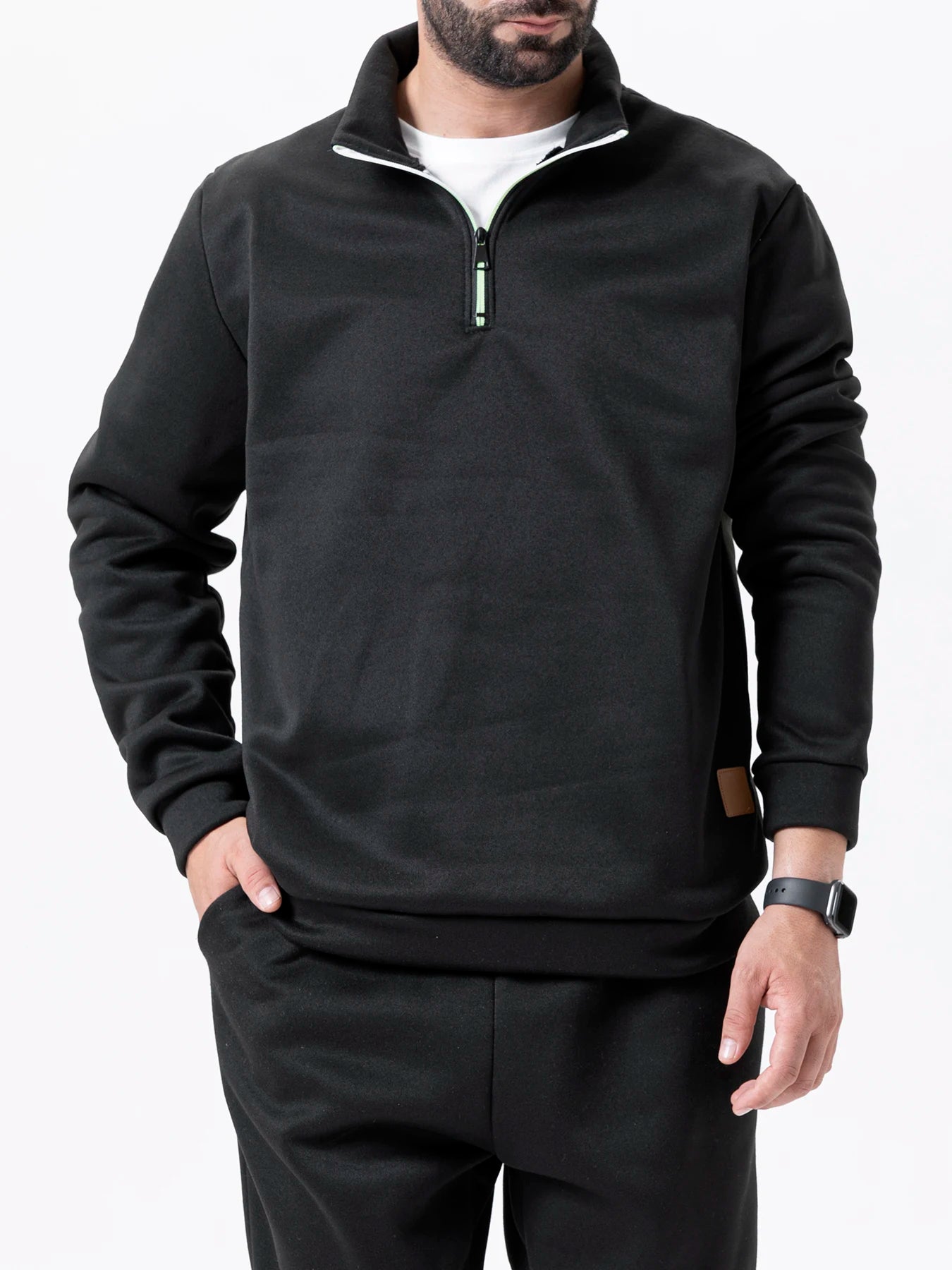 Sudadera con capucha y cremallera de cuello alto para hombre WHWR – Sudadera informal de primavera y otoño