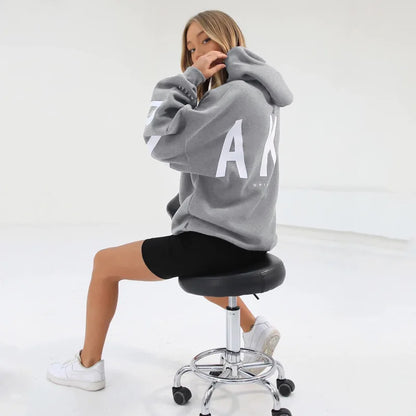 Sudadera con capucha informal estampada para mujer – Suéter de ajuste holgado para otoño e invierno