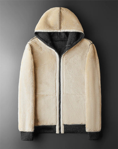 Veste en polaire d'agneau Loom & Soul unisexe – Manteau chaud et épais à capuche