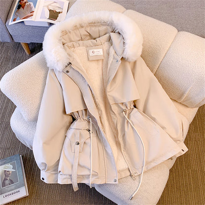 Parka con capucha para mujer Loom & Soul – Chaqueta de invierno coreana acolchada con cordón ajustable