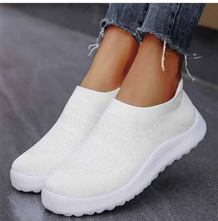 ZJEGA™ 2024 Zapatillas de running transpirables sin cordones para mujer – Calzado deportivo ligero tipo calcetín