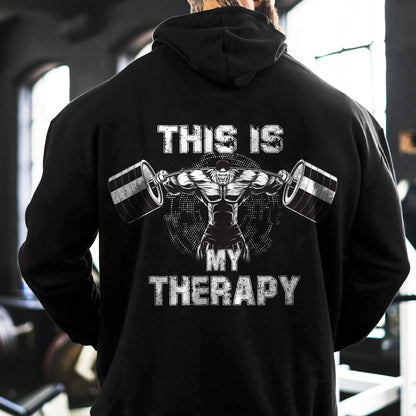 Sudadera con capucha "This Is My Therapy" para hombre - Sudadera de fitness para otoño e invierno