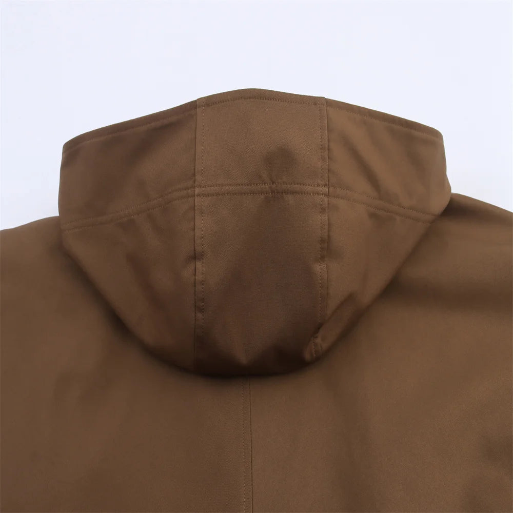 Chaqueta con capucha y solapa EleganceEase™: estilo otoñal atemporal, confianza sin esfuerzo