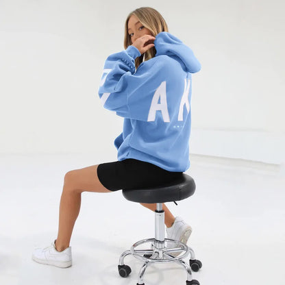Sudadera con capucha informal estampada para mujer – Suéter de ajuste holgado para otoño e invierno