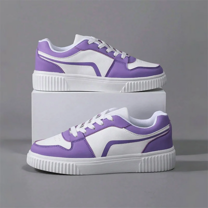 Women’s PU Leather Sneakers – Lightweight Lace-Up Casual Shoes for Spring/Autumn