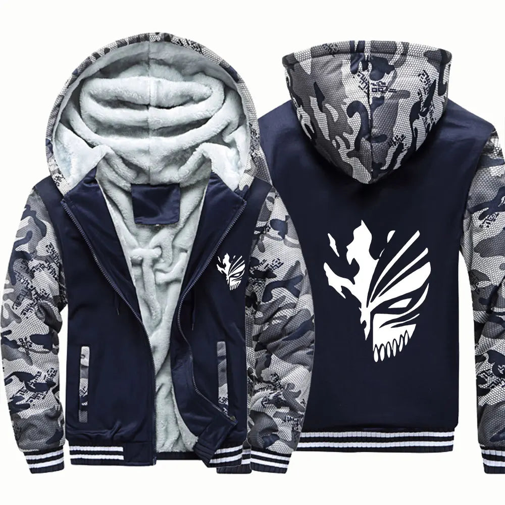 Loom & Soul – Sweat à capuche polaire animé Bleach pour homme – Veste d'hiver chaude à fermeture éclair