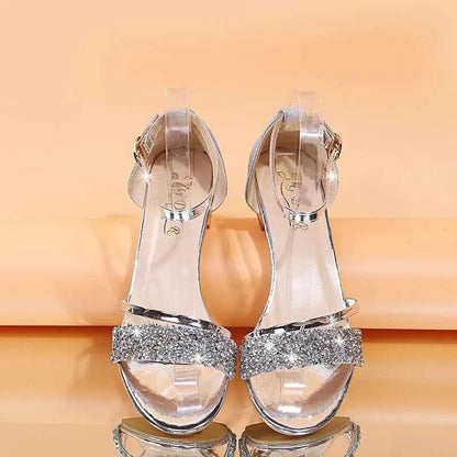 Luxe Gold & Silver Heeled Sandals – Elegant Open Toe Style