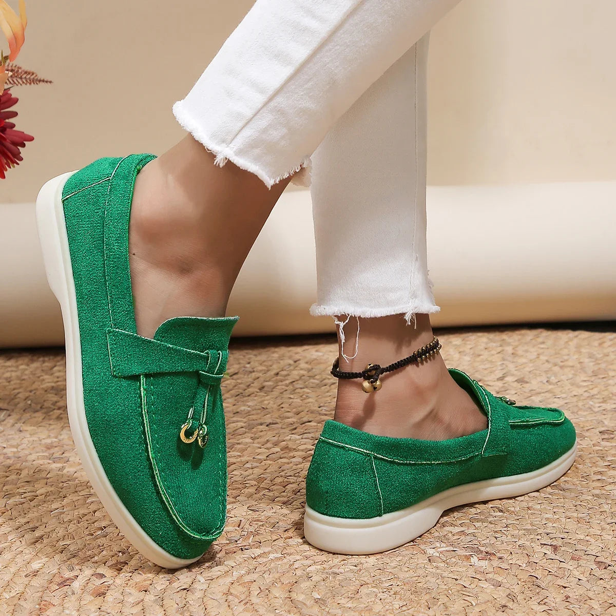 Mocasines de algodón sin cordones para mujer – Zapatos planos informales ligeros para uso diario
