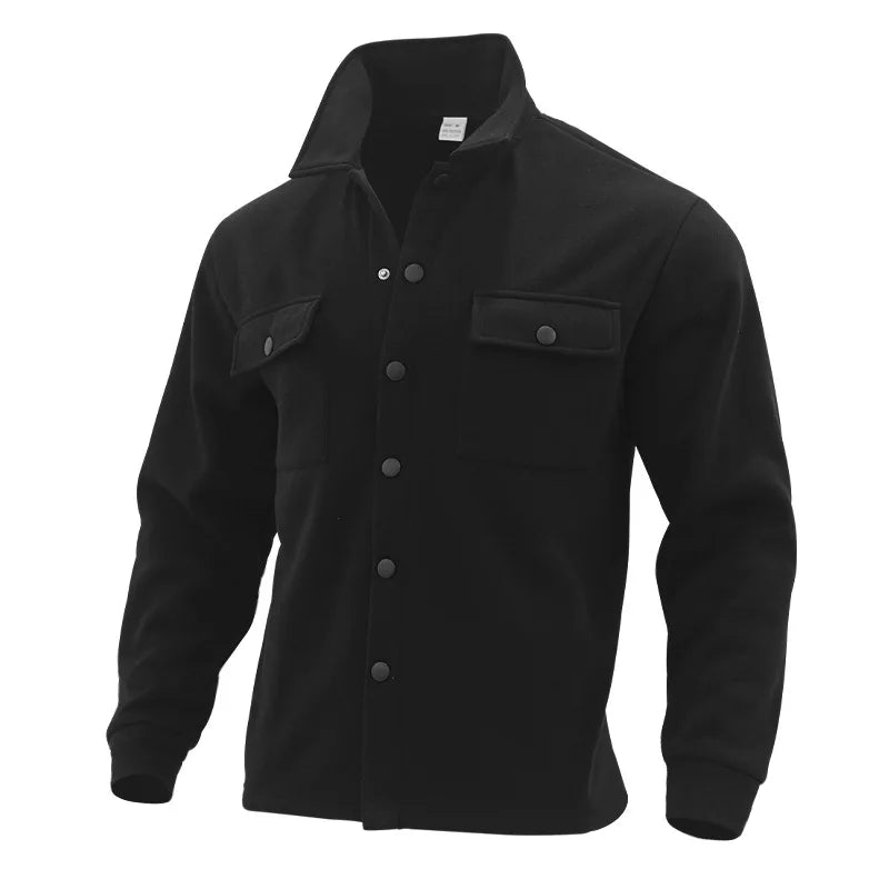 Veste d'hiver en polaire à revers Loom & Soul pour homme – Manteau ajusté à boutonnage simple
