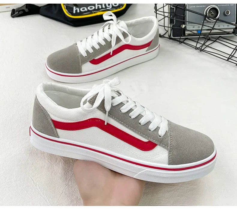 Zapatillas de lona a cuadros para hombre – Zapatos casuales ligeros con cordones