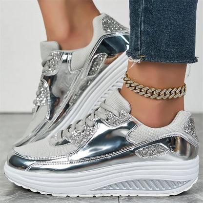 Zapatillas de mujer con lentejuelas Loom & Soul – Tallas grandes Malla de aire Cómodas e informales
