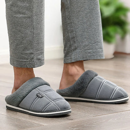Men’s Cozy Flannel Memory Foam Slippers – Winter Comfort Slip-On