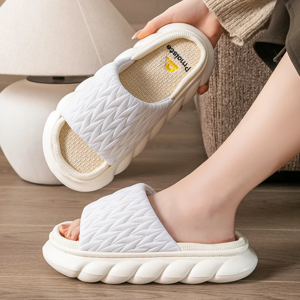 Women’s Woven Platform Slippers – Memory Foam Comfort Slides