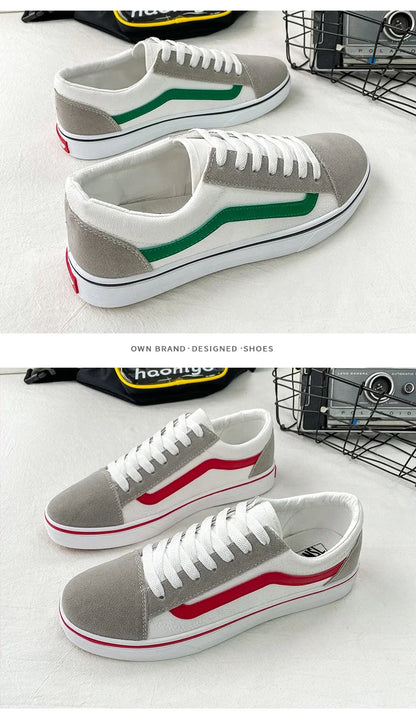 Zapatillas de lona a cuadros para hombre – Zapatos casuales ligeros con cordones