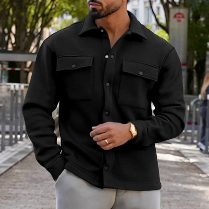 Veste d'hiver en polaire à revers Loom & Soul pour homme – Manteau ajusté à boutonnage simple