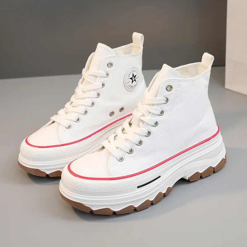 Zapatillas altas de lona para mujer Loom & Soul – Estilo vulcanizado con plataforma