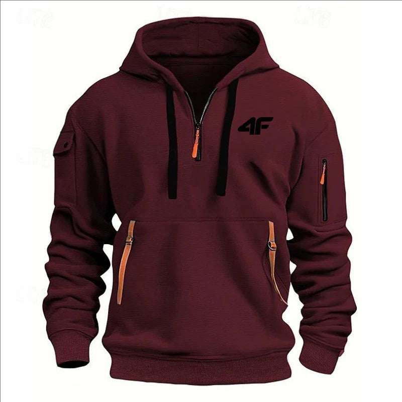 Sudadera con capucha de invierno gruesa para hombre – Pulóver suelto estampado deportivo urbano