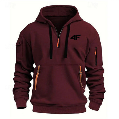 Sudadera con capucha de invierno gruesa para hombre – Pulóver suelto estampado deportivo urbano