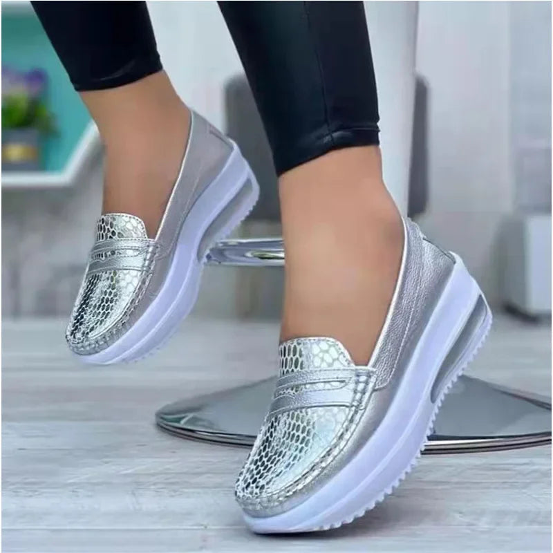 Mocasines de plataforma sin cordones YEAE™ para mujer – Zapatillas deportivas informales ligeras con cuña
