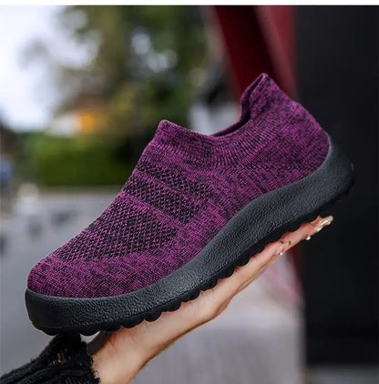 ZJEGA™ 2024 Zapatillas de running transpirables sin cordones para mujer – Calzado deportivo ligero tipo calcetín