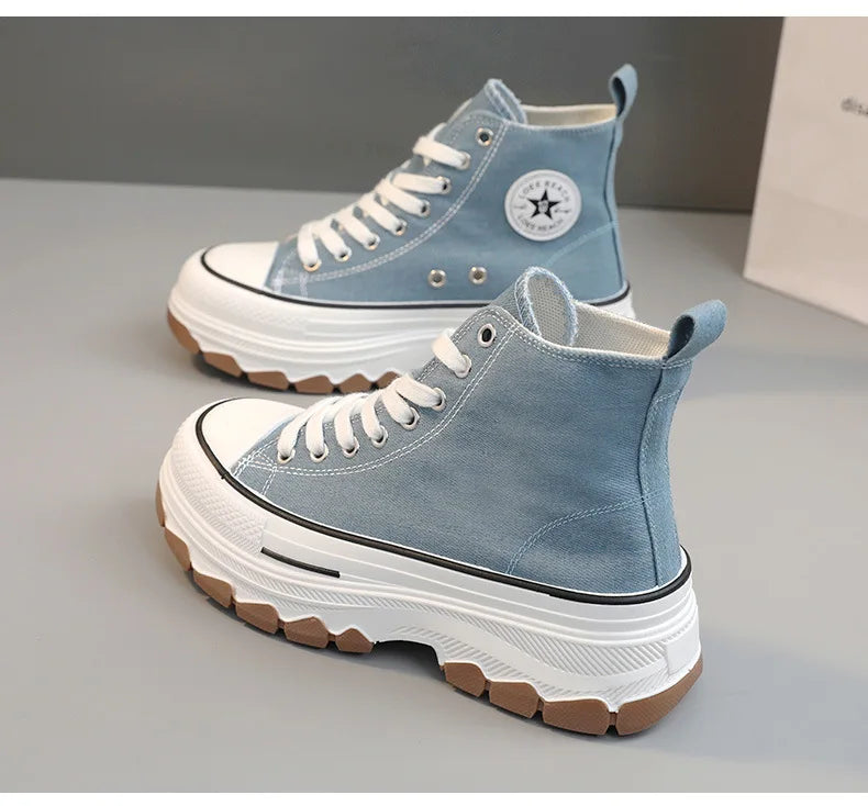 Zapatillas altas de lona para mujer Loom & Soul – Estilo vulcanizado con plataforma