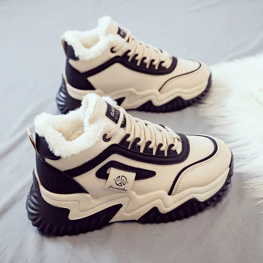 Loom & Soul Women’s High-Top Platform Sneakers – Warm Cotton Winter Shoes