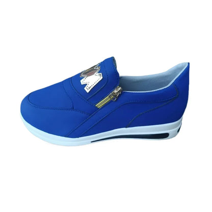 Zapatillas deportivas con cremallera lateral para mujer – Mocasines de plataforma de PU ligeros