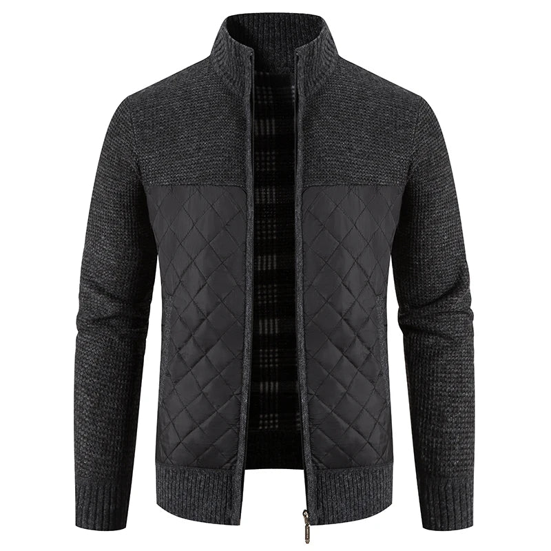 Veste en polaire tricotée à carreaux Loom & Soul pour homme – Cardigan d'hiver de luxe à capuche