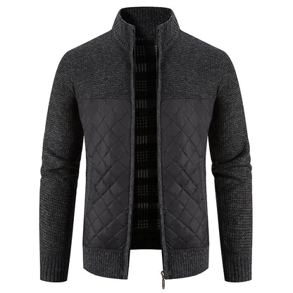 Veste en polaire tricotée à carreaux Loom & Soul pour homme – Cardigan d'hiver de luxe à capuche
