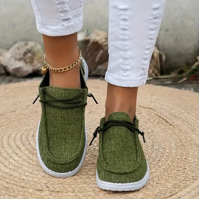 Knut Elgvin™ 2024 Zapatos casuales con cordones para mujer – Zapatillas planas de PU ligeras para el confort diario