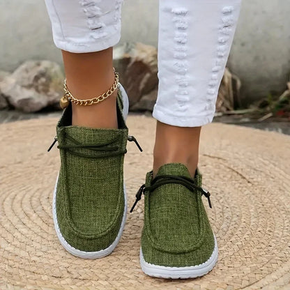 Knut Elgvin™ 2024 Zapatos casuales con cordones para mujer – Zapatillas planas de PU ligeras para el confort diario