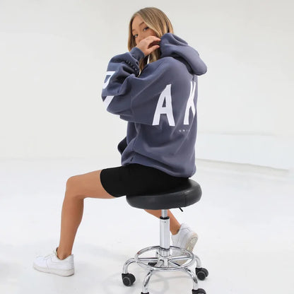Sudadera con capucha informal estampada para mujer – Suéter de ajuste holgado para otoño e invierno