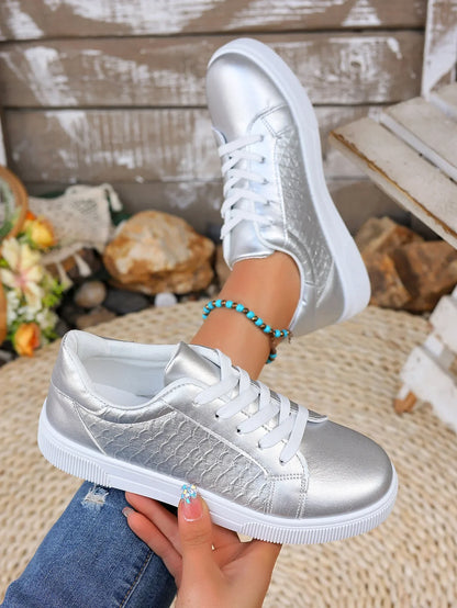 Baskets Loom & Soul Femme Or et Argent en PU – Confort Mode Grande Taille