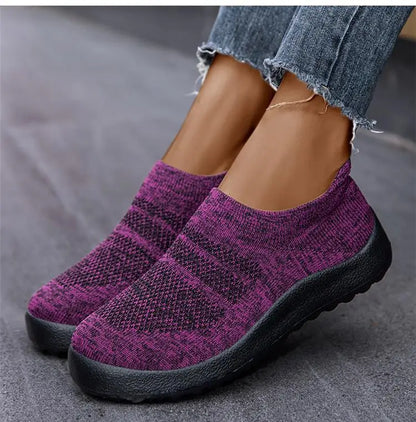 ZJEGA™ 2024 Zapatillas de running transpirables sin cordones para mujer – Calzado deportivo ligero tipo calcetín