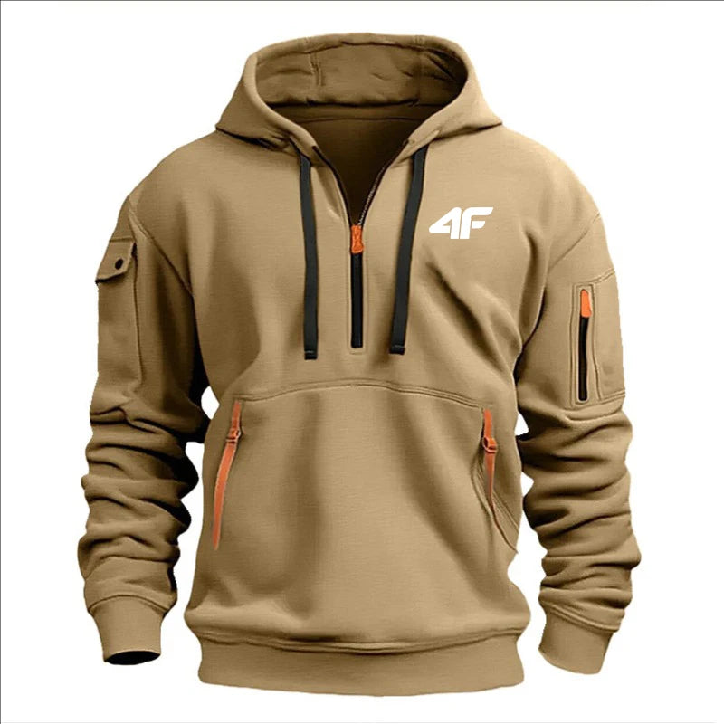 Sudadera con capucha de invierno gruesa para hombre – Pulóver suelto estampado deportivo urbano
