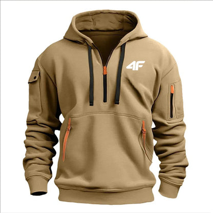 Sudadera con capucha de invierno gruesa para hombre – Pulóver suelto estampado deportivo urbano