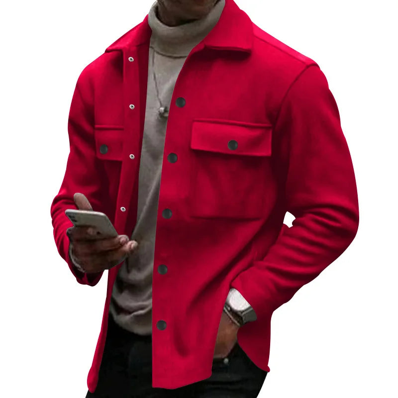 Veste d'hiver en polaire à revers Loom & Soul pour homme – Manteau ajusté à boutonnage simple
