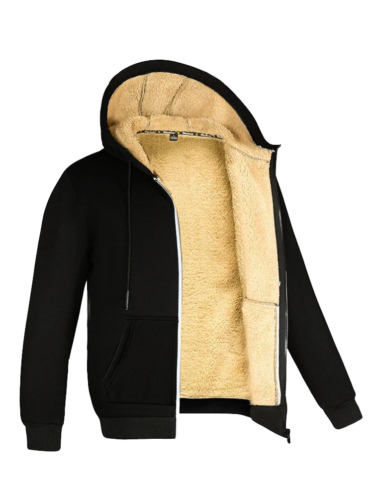 Veste en polaire d'agneau Loom & Soul unisexe – Manteau chaud et épais à capuche