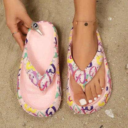 Women’s Leopard Platform Flip Flops – Lightweight Summer Slides