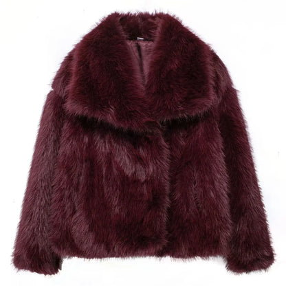 HH LuxeFur™ Chaqueta con solapa de piel sintética – Elegancia y calidez para otoño e invierno de 2025